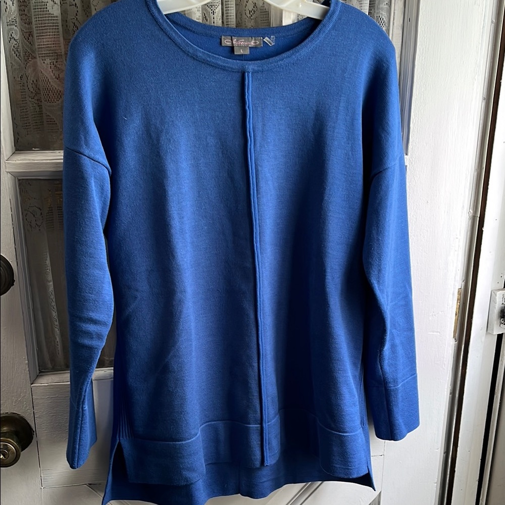 Metric Knit Blue Long Sleeve Sweater Size L Tunic